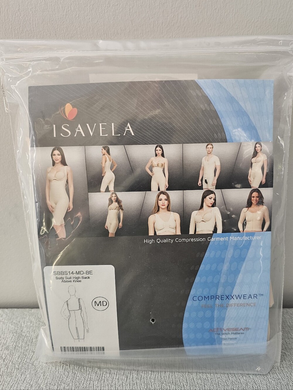 NEW ISAVELA SSBS14-MD-B High Back Above Knee Compression Body Suit
